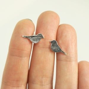 .925 Sterling Silver Bird Earrings